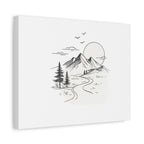 Mountain Lakeside Canvas Print — Minimalist Nature Wall Art