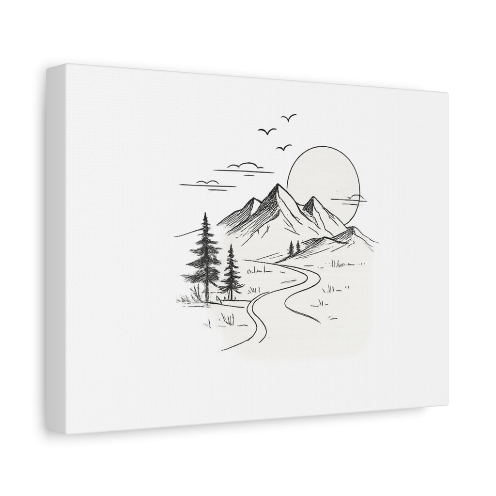 Mountain Lakeside Canvas Print — Minimalist Nature Wall Art