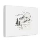 Mountain Lakeside Canvas Print — Minimalist Nature Wall Art