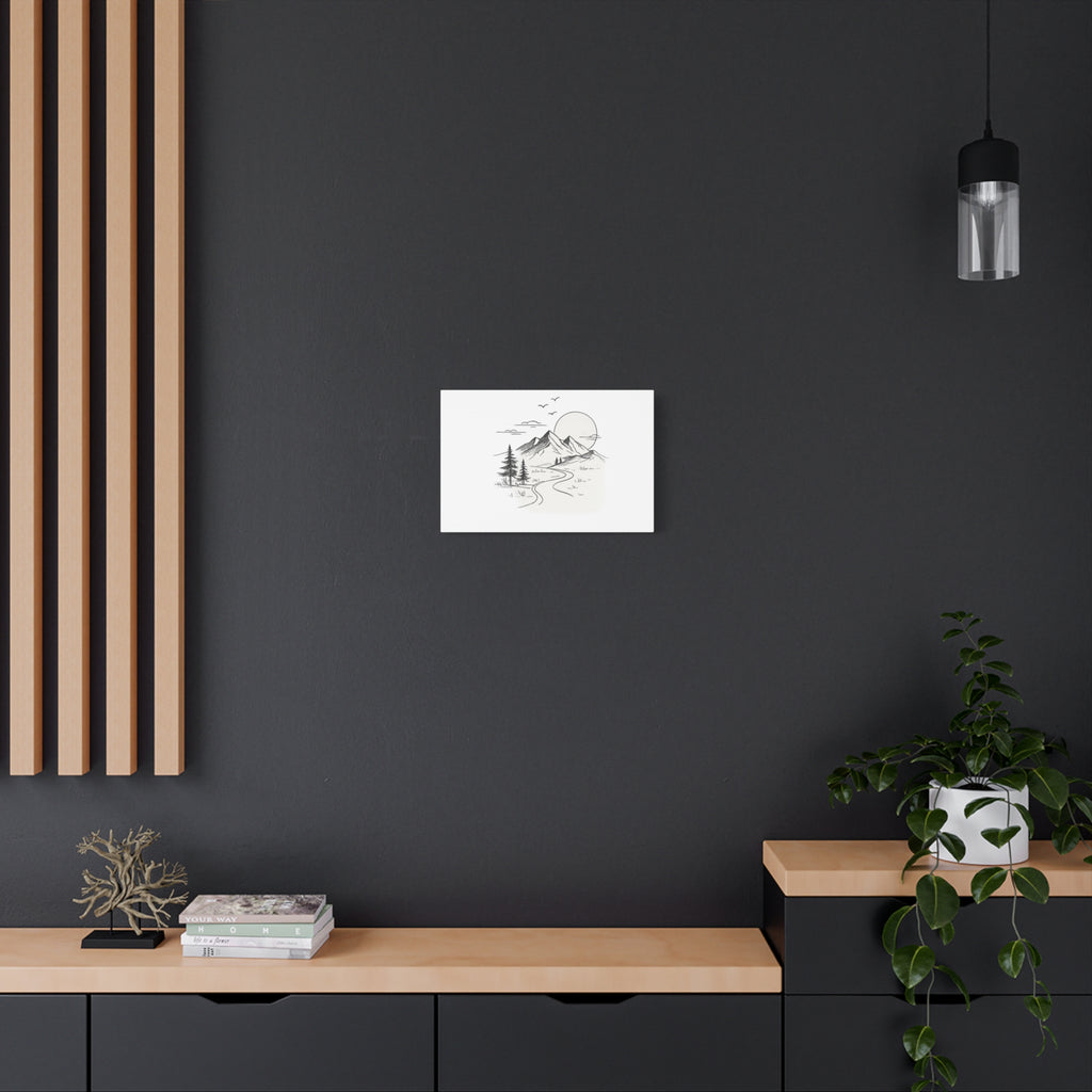 Mountain Lakeside Canvas Print — Minimalist Nature Wall Art