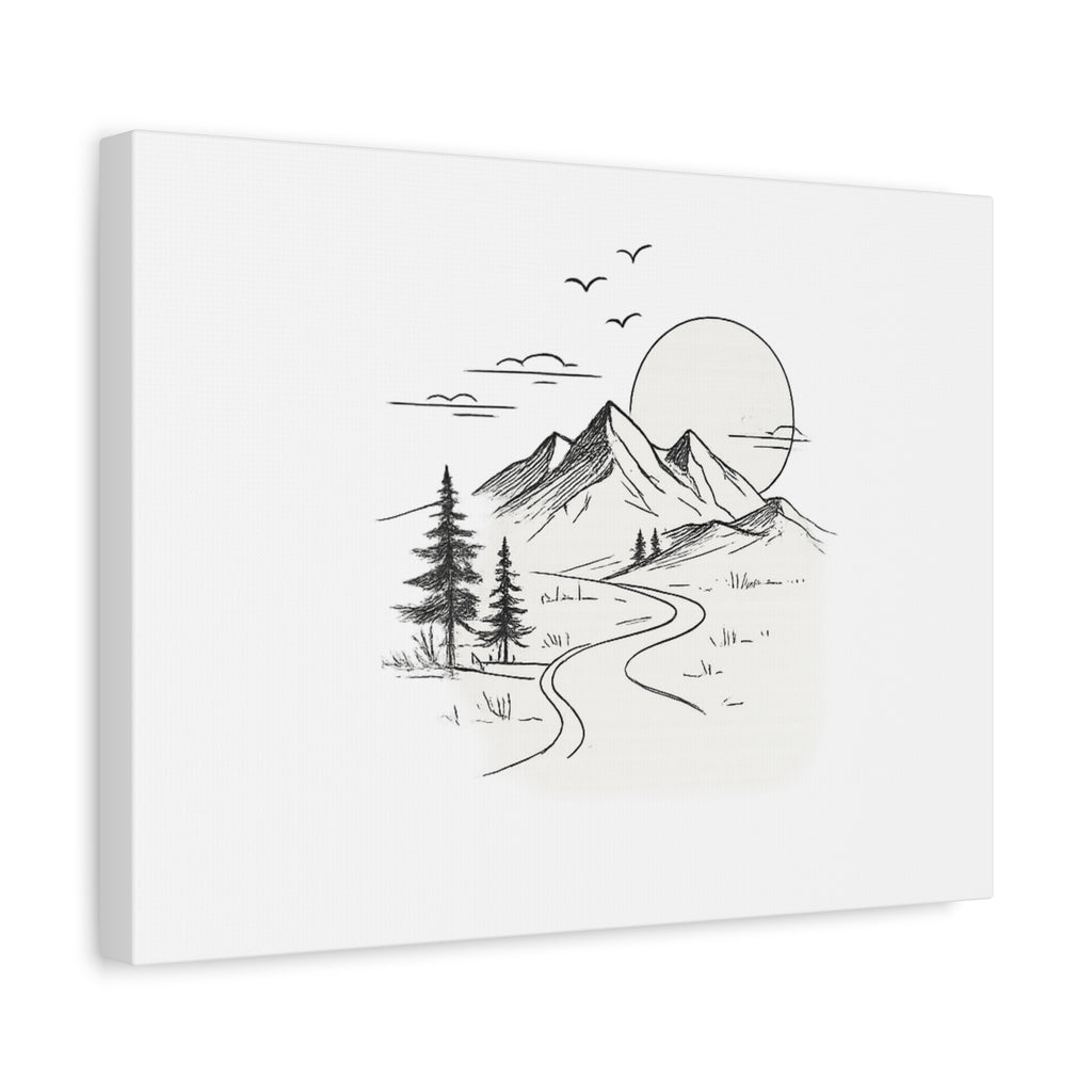 Mountain Lakeside Canvas Print — Minimalist Nature Wall Art