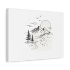 Mountain Lakeside Canvas Print — Minimalist Nature Wall Art