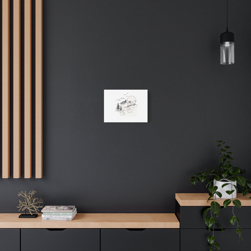 Mountain Lakeside Canvas Print — Minimalist Nature Wall Art