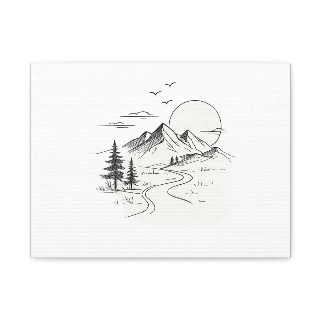 Mountain Lakeside Canvas Print — Minimalist Nature Wall Art