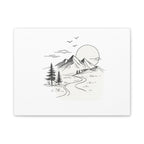 Mountain Lakeside Canvas Print — Minimalist Nature Wall Art