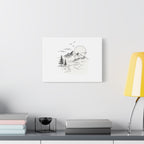 Mountain Lakeside Canvas Print — Minimalist Nature Wall Art