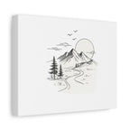 Mountain Lakeside Canvas Print — Minimalist Nature Wall Art