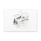 Mountain Lakeside Canvas Print — Minimalist Nature Wall Art