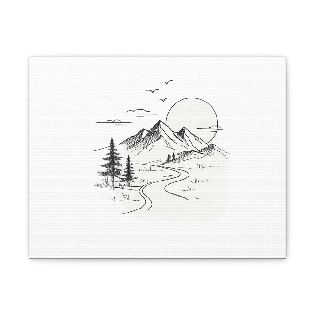 Mountain Lakeside Canvas Print — Minimalist Nature Wall Art