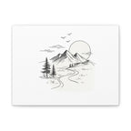 Mountain Lakeside Canvas Print — Minimalist Nature Wall Art