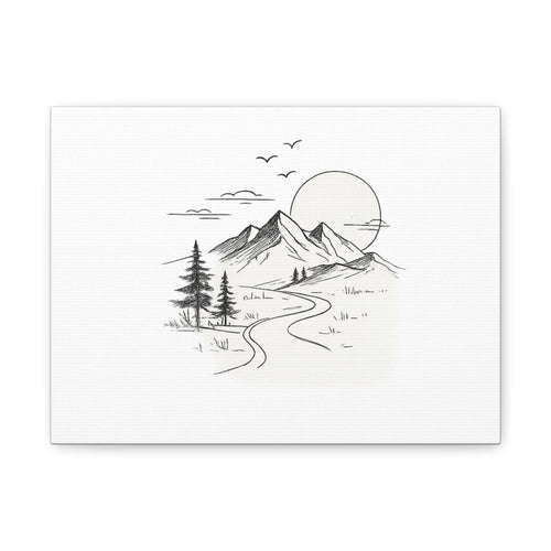 Mountain Lakeside Canvas Print — Minimalist Nature Wall Art