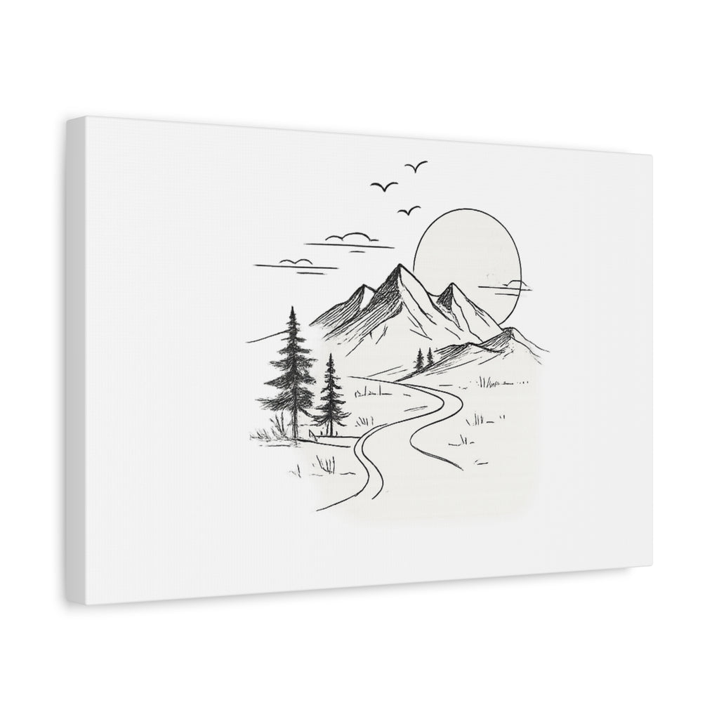 Mountain Lakeside Canvas Print — Minimalist Nature Wall Art