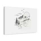 Mountain Lakeside Canvas Print — Minimalist Nature Wall Art