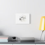 Mountain Lakeside Canvas Print — Minimalist Nature Wall Art